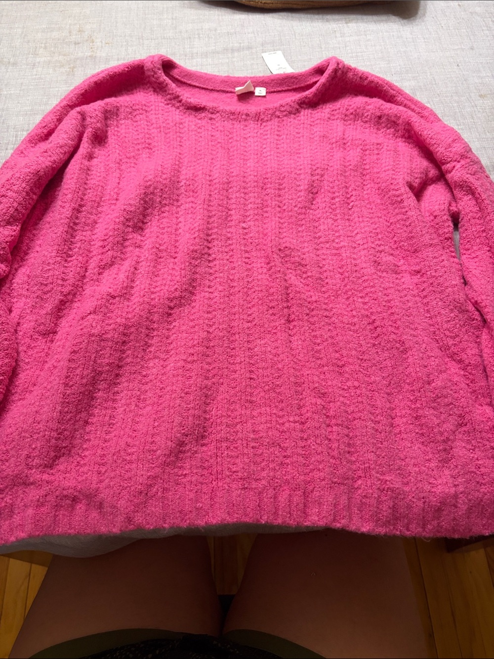 GAP Hot Pink Textured Crewneck Sweater